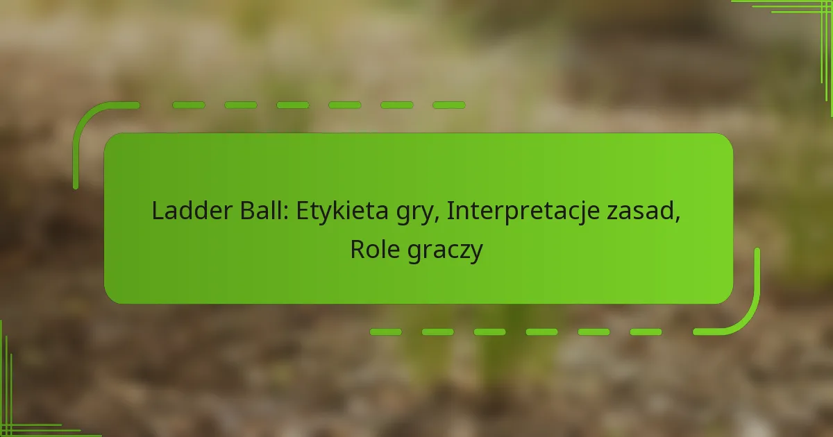Ladder Ball: Etykieta gry, Interpretacje zasad, Role graczy