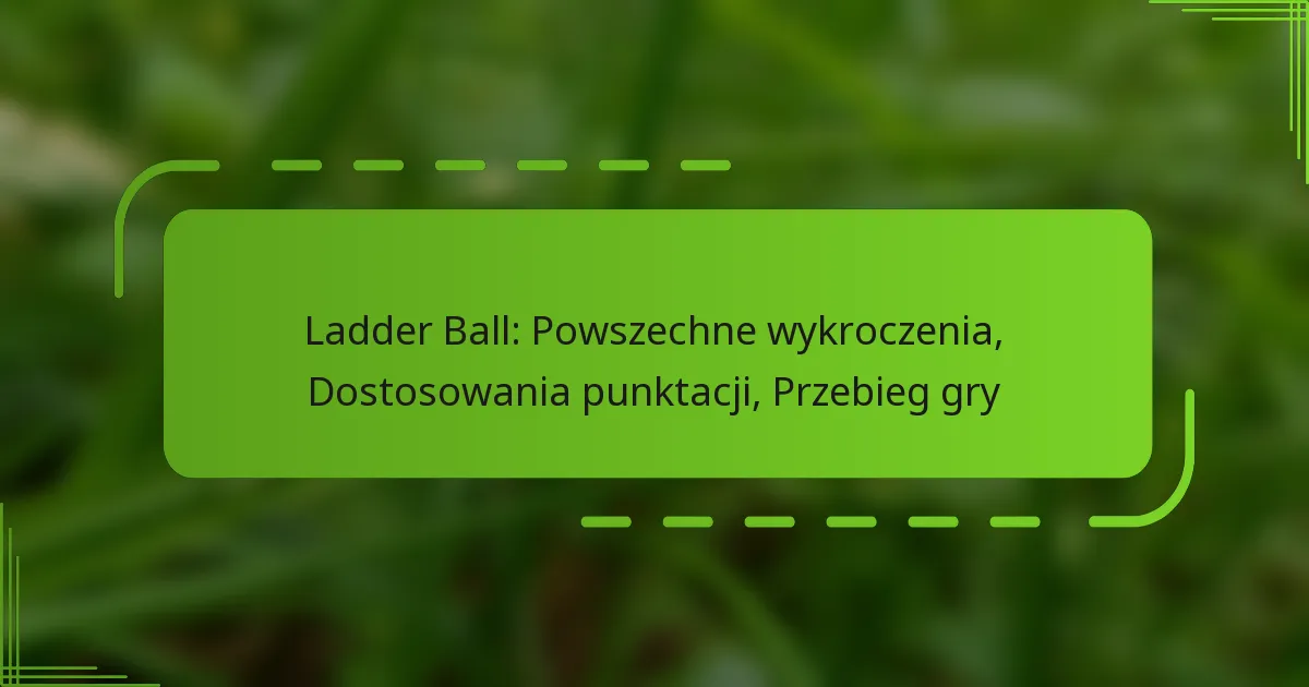 Ladder Ball: Powszechne wykroczenia, Dostosowania punktacji, Przebieg gry