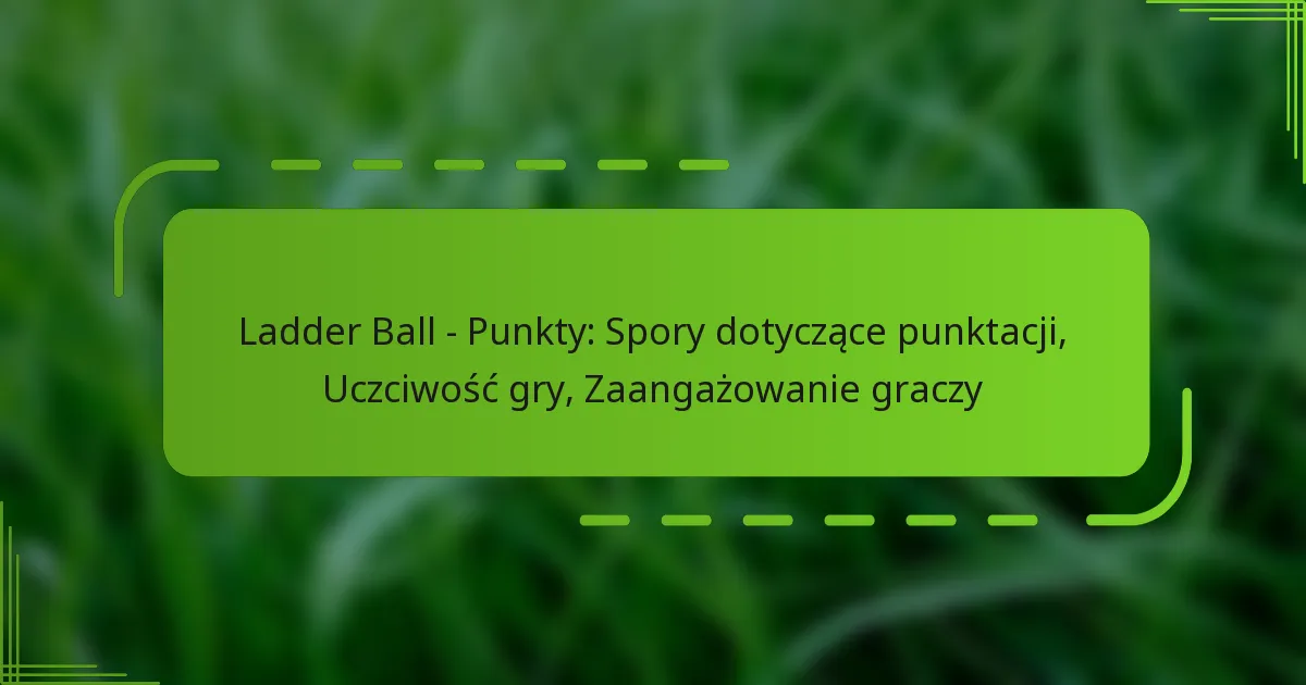 Ladder Ball – Punkty: Spory dotyczące punktacji, Uczciwość gry, Zaangażowanie graczy
