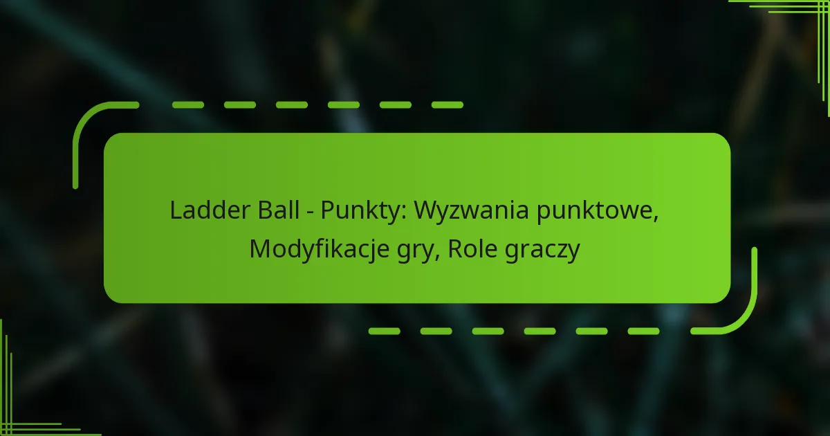 Ladder Ball – Punkty: Wyzwania punktowe, Modyfikacje gry, Role graczy