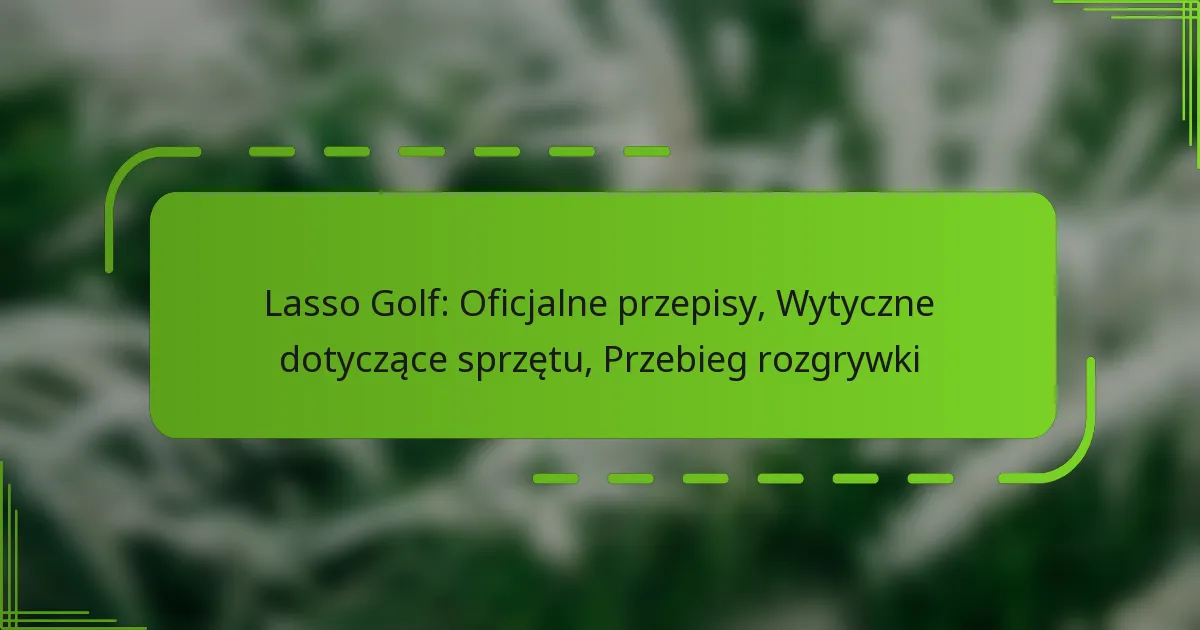 Lasso Golf: Oficjalne przepisy, Wytyczne dotyczące sprzętu, Przebieg rozgrywki