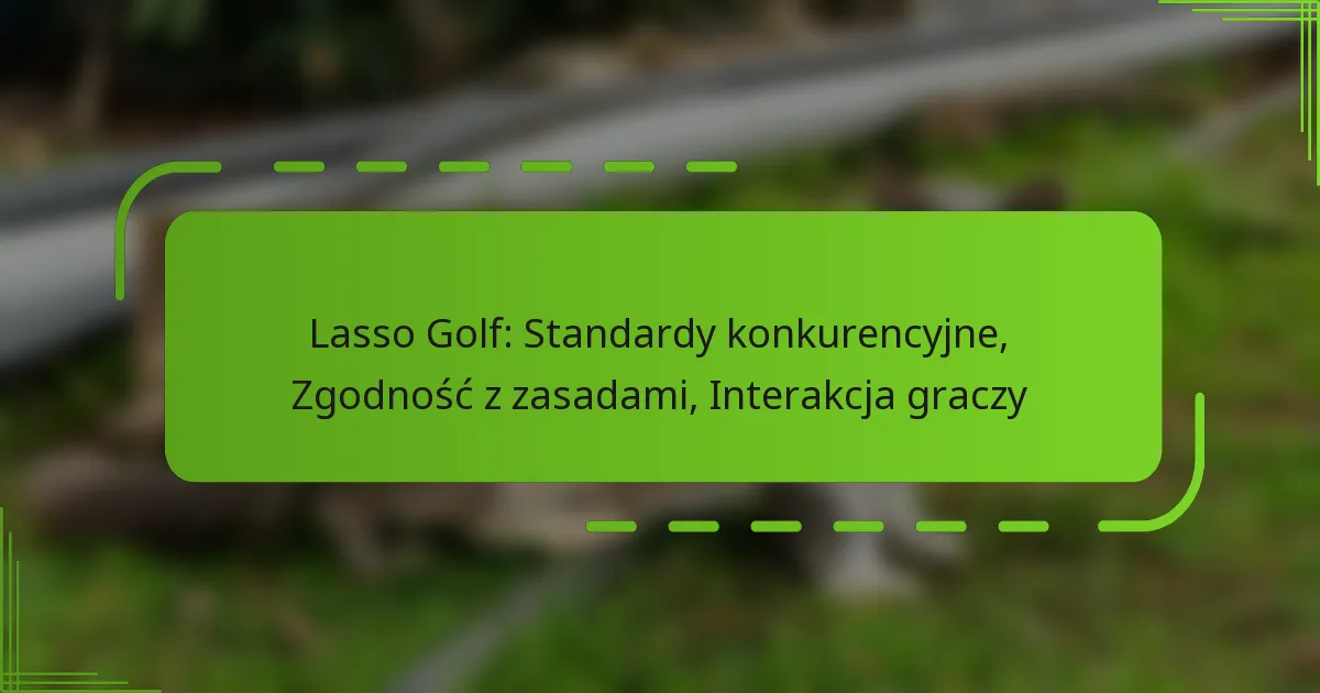 Lasso Golf: Standardy konkurencyjne, Zgodność z zasadami, Interakcja graczy