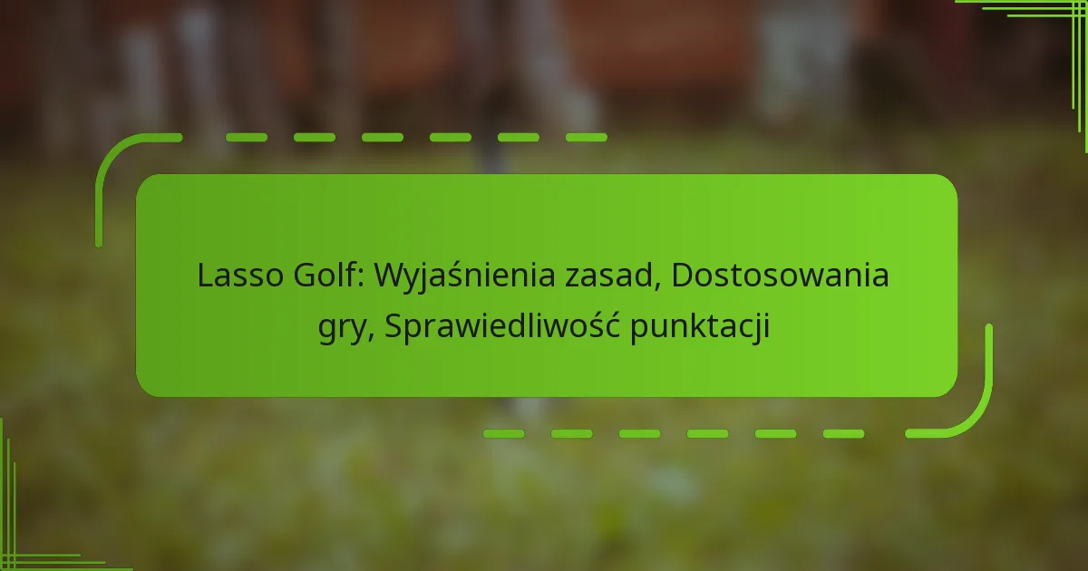 Lasso Golf: Wyjaśnienia zasad, Dostosowania gry, Sprawiedliwość punktacji