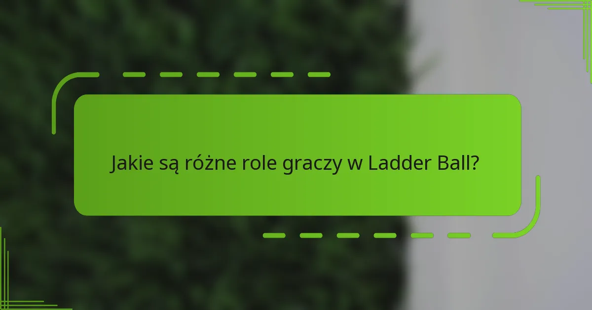 Jakie są różne role graczy w Ladder Ball?