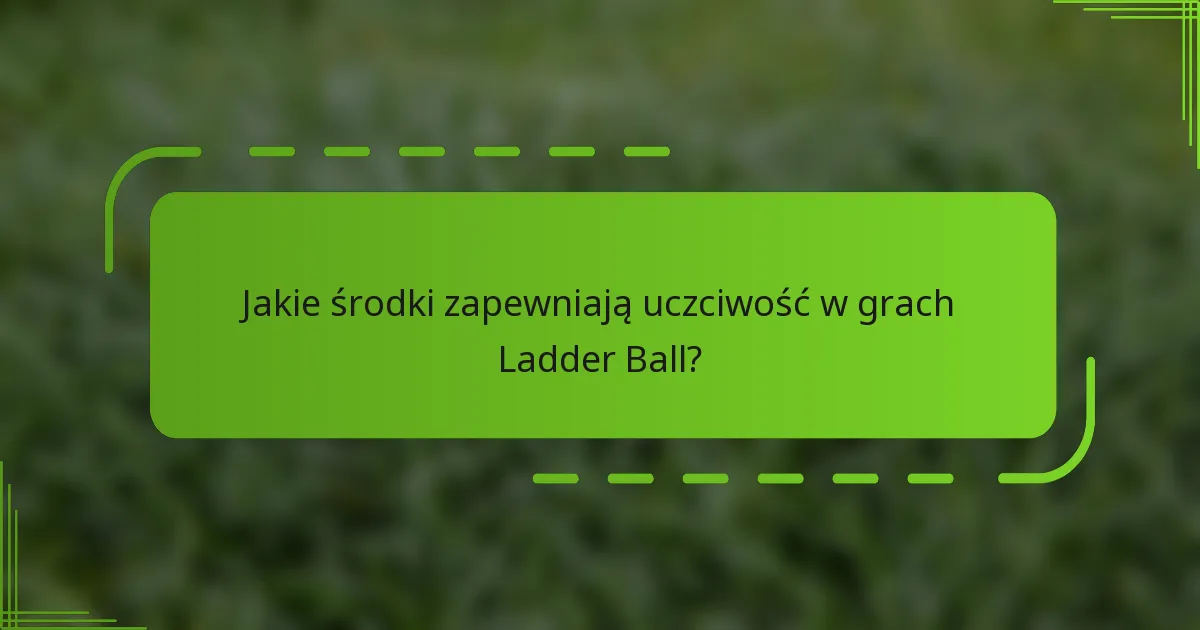 Jakie środki zapewniają uczciwość w grach Ladder Ball?
